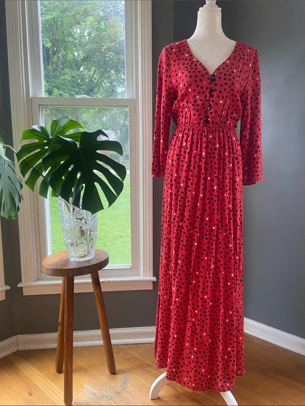 Piazza Del Tempio Red dotted maxi dress